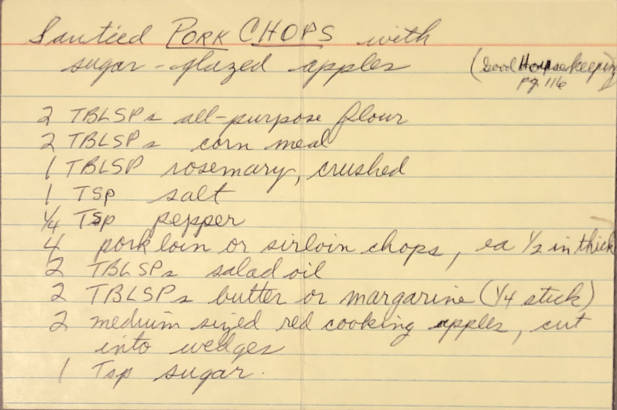 Sautéed PORK CHOPS with sugar-glazed apples