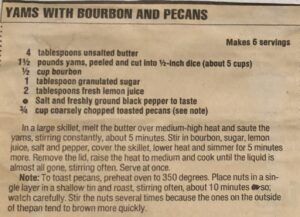 An old newspaper clipping of this yam recipe.